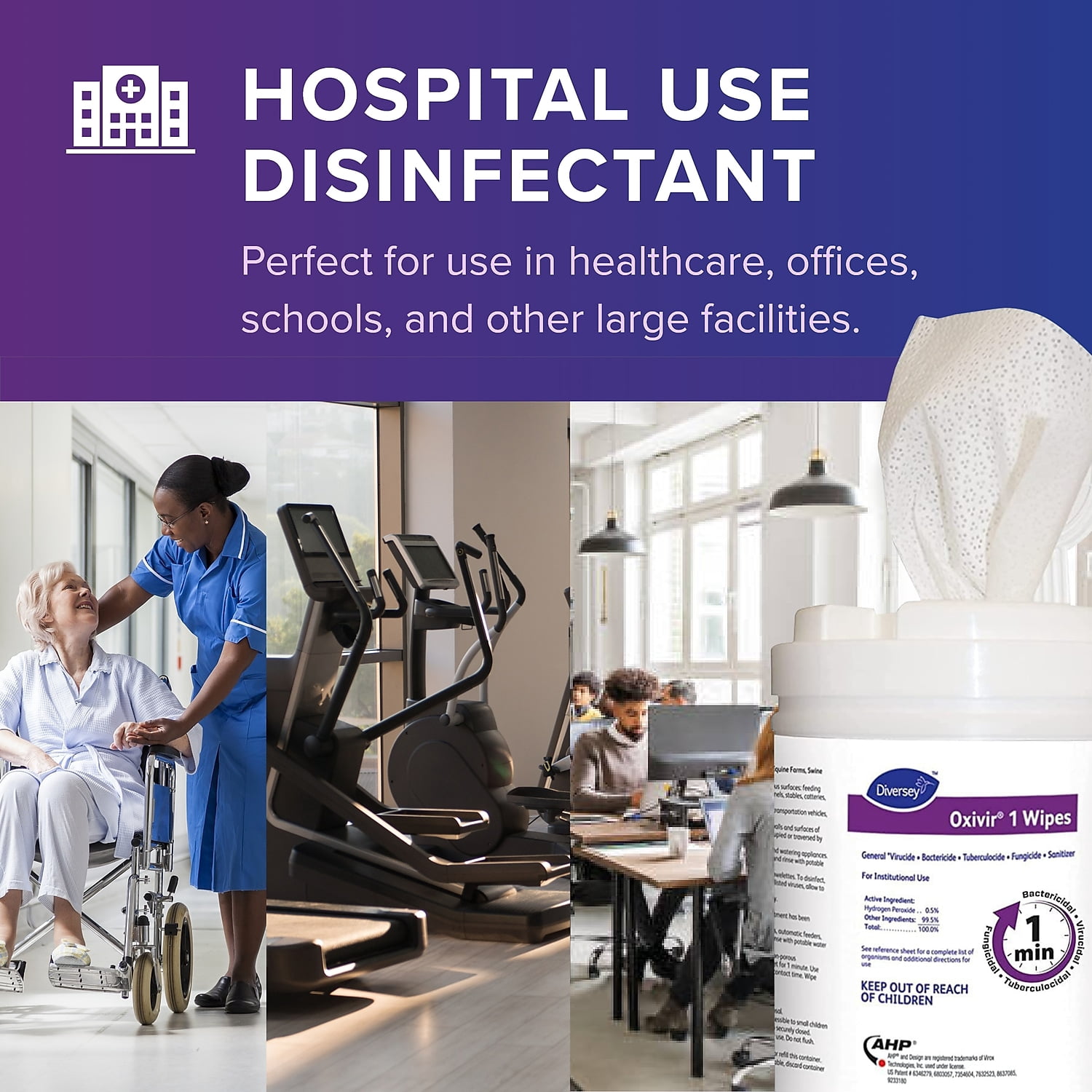 Diversey Oxivir TB Disinfectant Wipes, 6" x 7", 160 Wipes Per Container, Pack Of 12 Containers