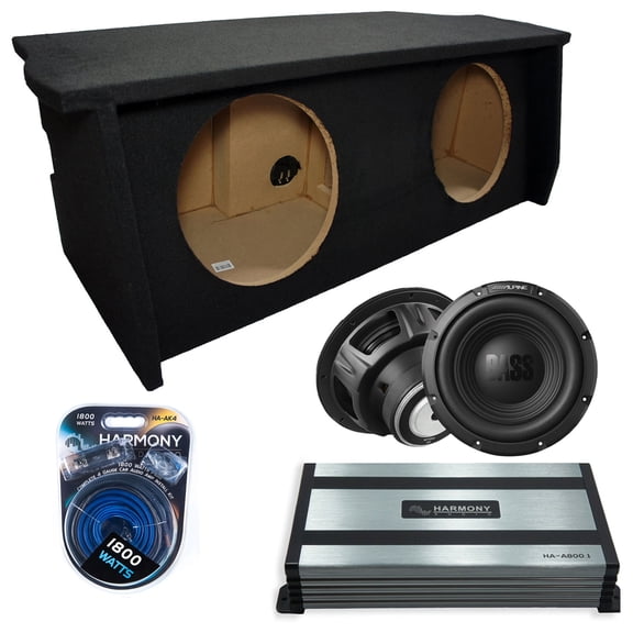 Harmony Audio Alpine fits 07-18 Jeep Wrangler 2 Door W12S4 Dual 12" Subwoofer 500W Sealed Sub Box | HA-A800.1 Amplifier, 4GA Amp Kit