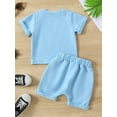 thumbnail image 4 of Yunliwuli Baby Girls Shorts Set, Short Sleeve Letters Print T-shirt with Elastic Waist Shorts Summer 2-piece Outfit, 4 of 10