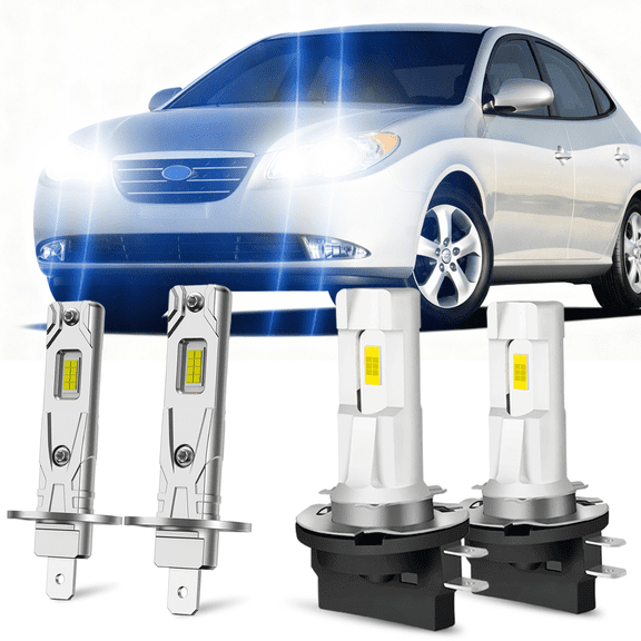 Fits Hyundai Elantra 2007-2008 2009-2012 Sedan LED Headlight Bulbs H1 H11B High & Low Beam Combo 4pcs