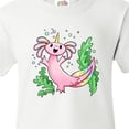 thumbnail image 4 of Inktastic Axolotl Unicorn with Rainbow Tail, Bubbles and Seaweed. Youth T-Shirt, 4 of 5