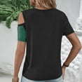 thumbnail image 6 of Wycnly Womens Shirts Breathable Casual Button Down Cold Shoulder Tunic Tops Summer Short Sleeve Crewneck Ladies Color Patchwork Tops and Blouses Green XL, 6 of 6