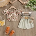 Baby Clothes For Girls Kids Short Sleeve Floral Print Tops Bowknot