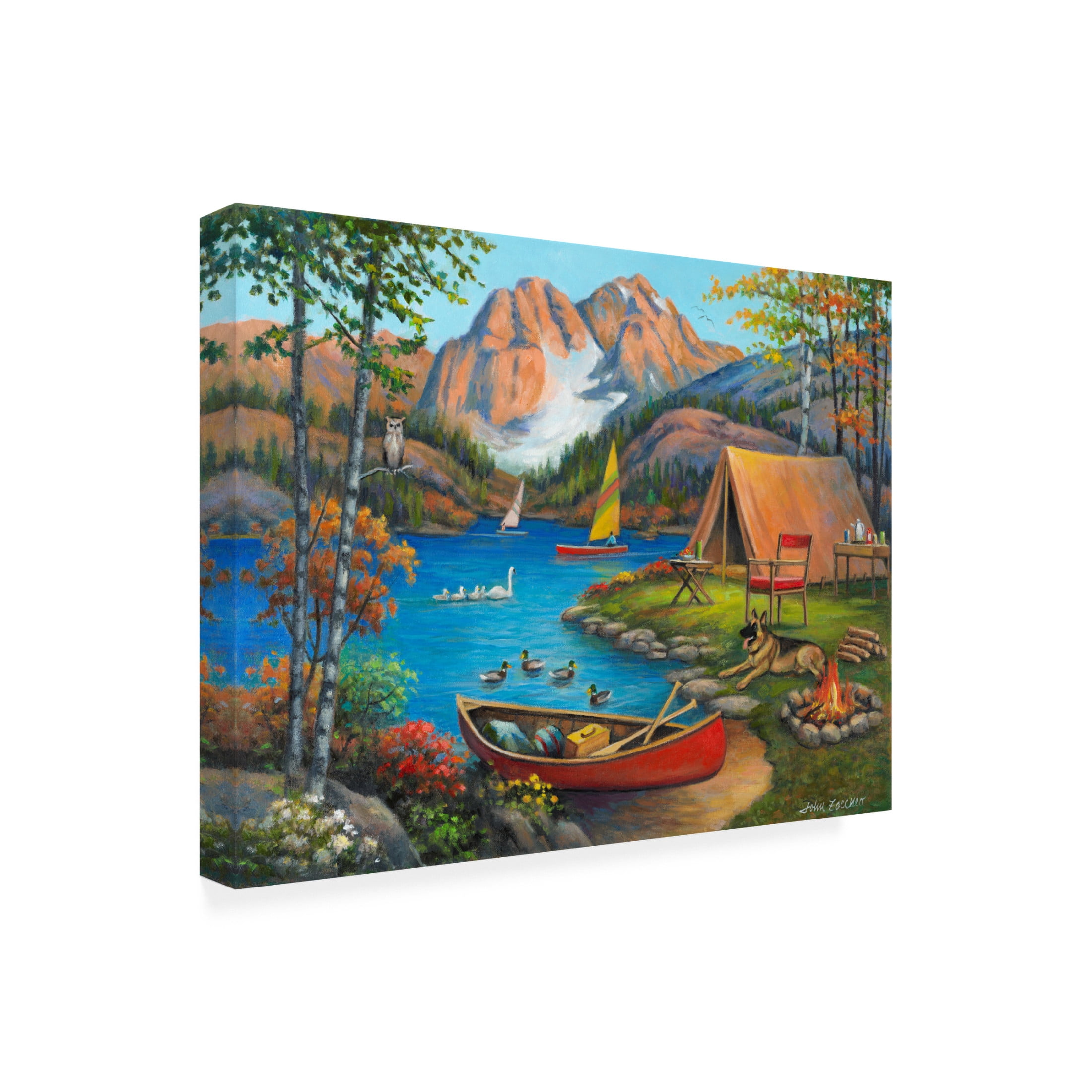 Canvas Wall Art - John Zaccheo 'Picturesque Campsite' Wall Art for Living Room, Bedroom, or Office Décor by Trademark Fine Art - 24 x 18 Inches