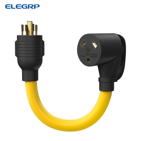 ELEGRP 30 Amp Generator to RV Adapter Cord NEMA L14 30P to TT 30R 4 Prong to 3 Prong 10 Gauge STW Dogbone Cord 1FT