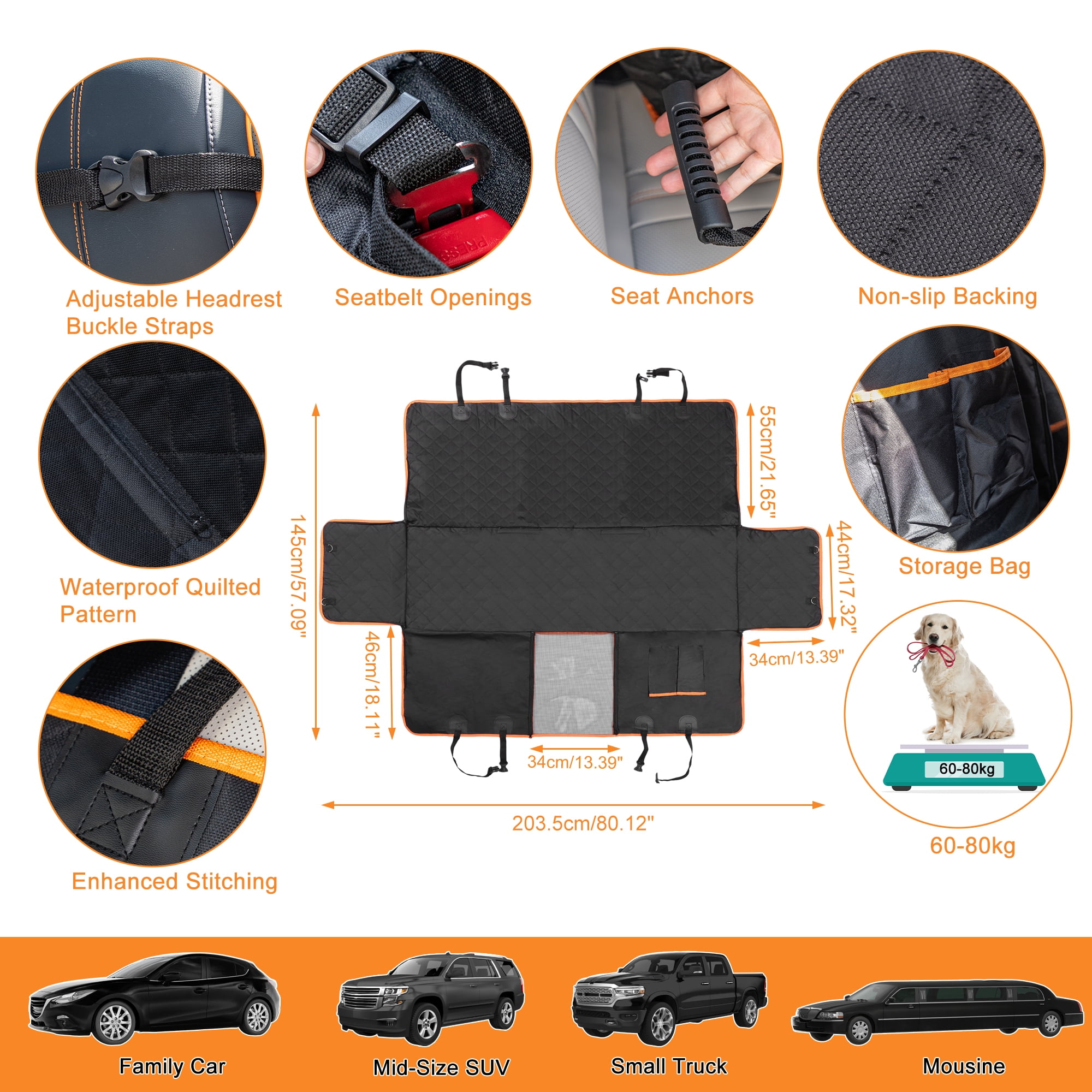 Unique Bargains Dog Car Seat Cover Waterproof Hammock Protector for Pets