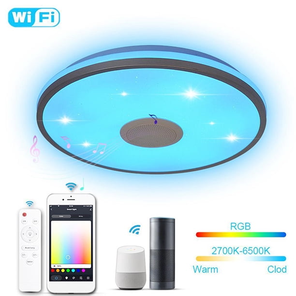 Rgb Led Luz De Techo Control Remoto Música Bluetooth Luz De Techo Regulable Ronda Led Luz De Techo Para Baño Dormitorio Oficina Comedor Kearding HA035515-00