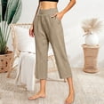 thumbnail image 4 of RQYYD Women's High Waist Button Detail Capri Pants Straight Leg Casual Summer Cropped Trousers with Pockets, 4 of 7