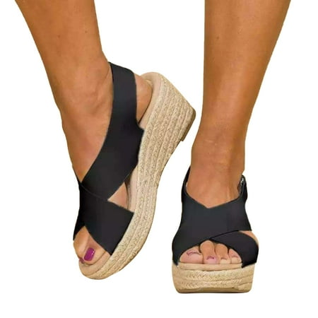 

High Heel Peep Toe Women Wedge Platform Sandal Non-slip Sole Ankle Buckle