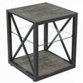 thumbnail image 2 of Set of 2 Modern Side Tables for Bedroom & Living Room, Glass & Wood, Stable with 3-Tier Storage, 2 of 20