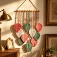 thumbnail image 6 of Macrame Wall Hanging Boho Woven Tapestry Chic Home Decor Wall Art，Modern Bohemian Handmade Leaf Feather Decoration for Apartment Dorm Living Room Bedroom 15.7"W X26.7"L, 6 of 7