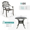 thumbnail image 2 of MEETWARM 3 Piece Patio Bistro Set, Outdoor All-Weather Cast Aluminum Dining Furniture Set Includes 2 Chairs and a 35.4” Round Table with Umbrella Hole for Garden Deck, 2 of 7