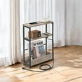 thumbnail image 2 of LEDREM 3-Tier Side Table with Charging Station,Narrow End Table for Small Spaces,with Magazine Rack,Heather Greige and Ink Black, 2 of 6