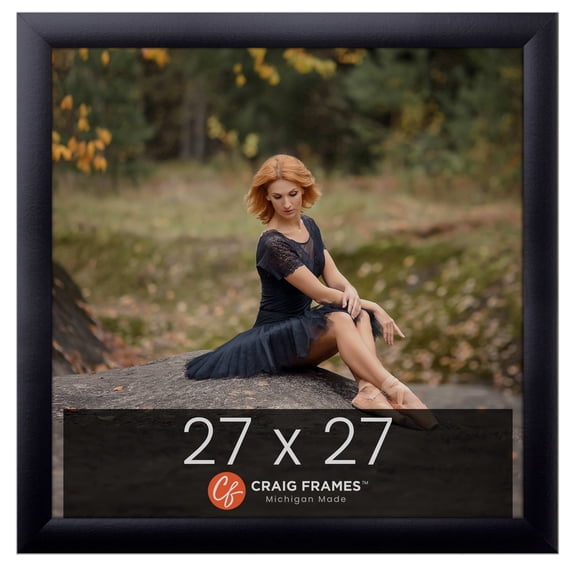 Craig Frames 27x27 Picture Frame - Black Style 1"WB3 1 Inch MDF Moulding - Wall Display Frame for Art, Posters, or Photos