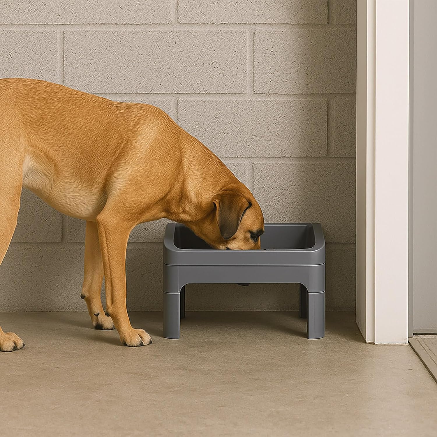IRIS Adjustable Elevated Dog Bowls Removable Feeding Station, Gray