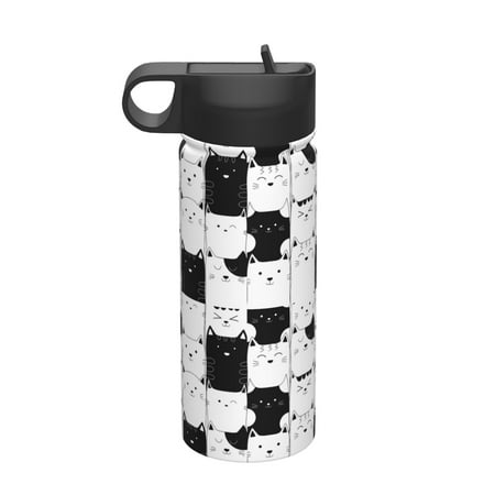 

Zeuib Doodle Cute Cat Print 18oz Sports Insulated Kettle Insulated Cups With Handle Sports Water Kettle Water Bottle Insulated
