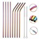thumbnail image 2 of Pajitas de metal con cepillo limpiador, paja reutilizable de acero inoxidable, 304 unidades, para beber leche, vasos de bar, accesorio de fiesta, color arco iris, 2 of 4