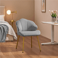 thumbnail image 3 of Renwick Modern Velvet Accent Chair with Shell-Shaped Backrest, Light Gray, 3 of 8