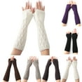 thumbnail image 2 of Winter Arm Sleeves Unisex Elastic Cable Knit Thumb Hole Arm Warmers Arm Covers, 2 of 10