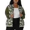 Agnes Orinda Juniors Plus Size Long Sleeve Lightweight Floral Zip up Jacket
