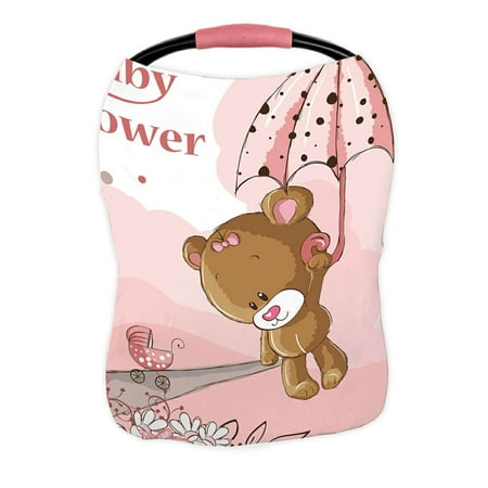 ECZJNT Girl Bear And Umbrella Nursing Cover Baby Breastfeeding Infant Feeding Cover Baby Car Seat Cover