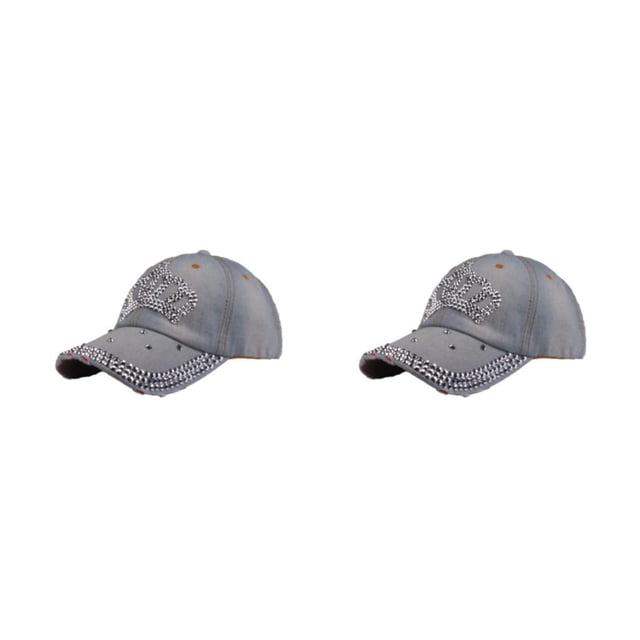 Transemion Quick-Drying Baseball Cap To Dry And Comfortable Rhinestone Decor Denim Denim 1 2Set