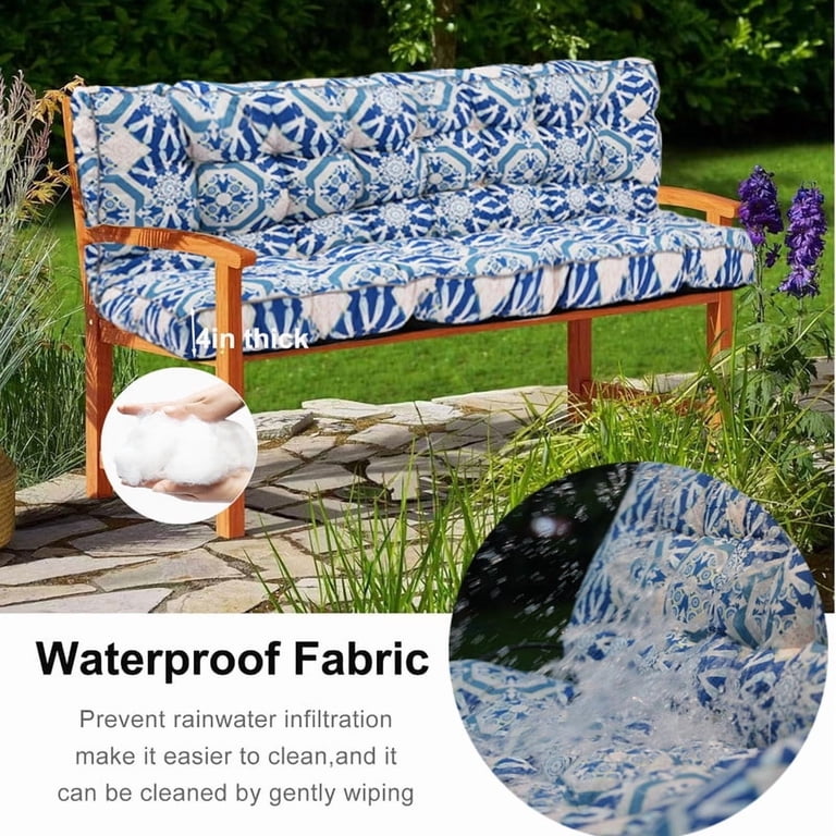 Porch Swing Cushions – 60"x40" Waterproof Outdoor Replacement Cushion For 2-3 Seater Swings – Thick Memory Foam With Ties – UV & Weather Resistant Oxford Fabric