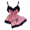thumbnail image 3 of Gunia Pajamas For Women Set Silk Pajamas Set Satin Camisole V Neck Top And Shorts Pajamas Set Sleepwear Pjs S-3Xl, 3 of 8