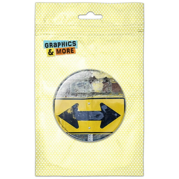 Traffic Both Ways Sign Brick Pinback Button Pin Badge