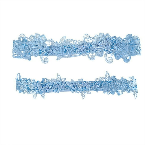 1 Pair of Fashion Bridal Garters Beautiful Wedding Lace Flower Garters Decorative Garters for Woman(Sky-Blue)