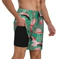 thumbnail image 2 of Balery Tropical Flamingo Bañador para hombre, shorts de playa de secado rápido con entrepierna y forro de compresión-Large, 2 of 6