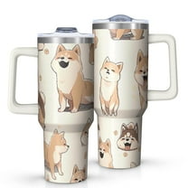 OBREWU Shiba Inu Tumbler with Handle and Lid,Shiba Inu 40oz Double Wall Vacuum Insulated Tumbler,Cups Gift for Women and Men