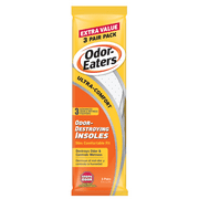 Odor-Eaters Foam Insoles For Men & Women, Ultra Comfort, Deodorizer W/ Charcoal, 3 Pairs, Unscented, Foam