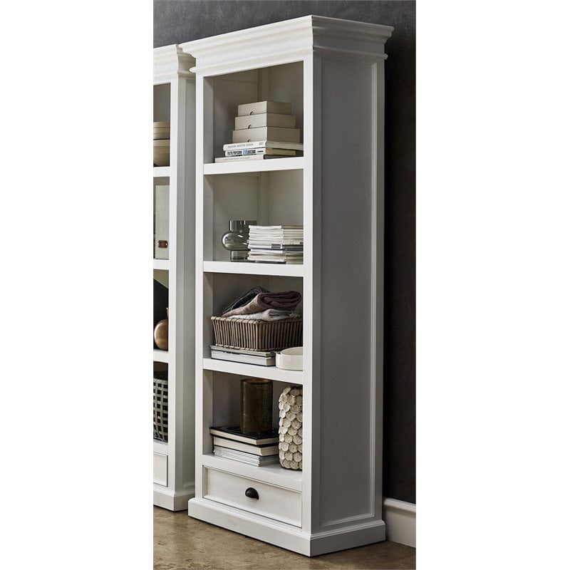 Beaumont Lane 4 Shelf Bookcase In Pure, Small White Bookcase With Drawers