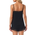 thumbnail image 3 of INSPIRE CHIC Womens Pajamas Rayon Lace Trim Sleepwear V-Neck Camisole Tops with Shorts Sleeveless Loungewear Sets M Black, 3 of 6