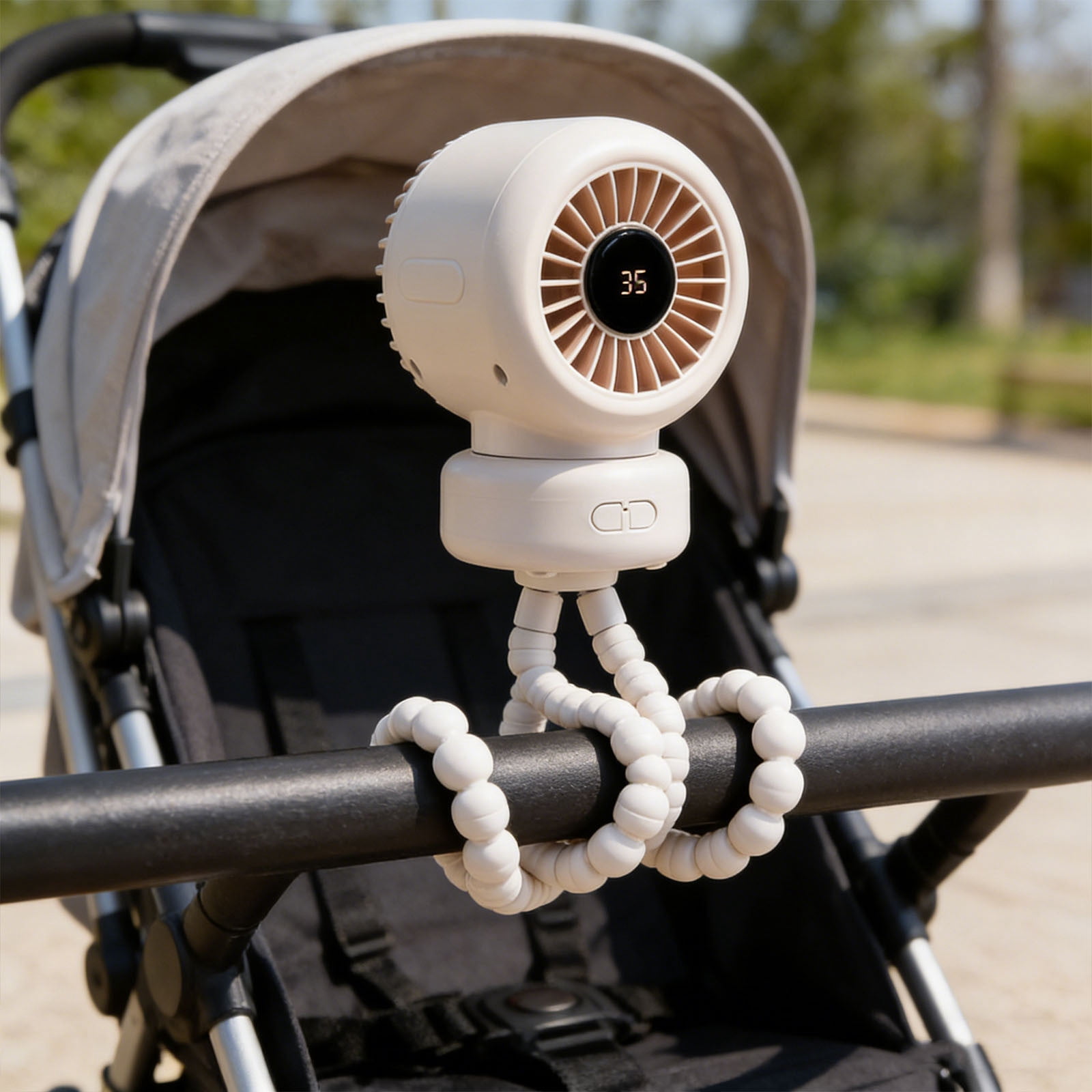 Dianli Portable Rechargeable Oscillating Tripod Clip Fan With Flexible Mount, Digital Display Quiet 3‑Speed USB Fan For Stroller Car Seat Camping Travel, Auto Oscillation And Stable Clip For