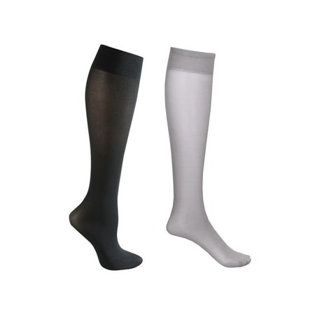 2 Pair Mild Compression Knee High Stockings - Wide