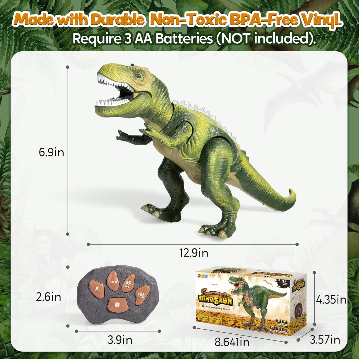 Lvelia Remote Control Dinosaur Toys for Kids,Electronic Interactive Walking Dancing 7 Color Sprays Robot RC Dinosaur Toy with Light & Roar,Birthday Gift for Boys Girls 3 Years+
