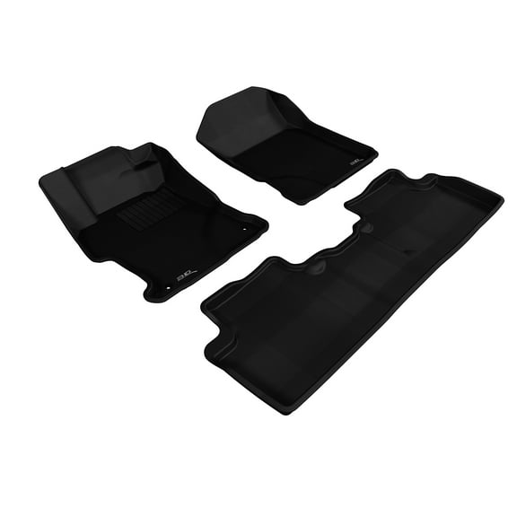 3D MAXpider Custom Fit Kagu Floor Mat (Black) for 2012-2013 Honda Civic Sedan - 1ST Row 2ND Row