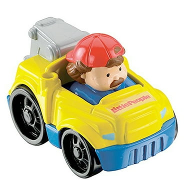 Fisher-Price Little People Wheelies Tow Truck Yellow Vehicle - with non-removable Driver