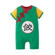 StylesILove Baby Toddler Boys Anime Cartoon Short Sleeve Cotton Romper Asian Inspired Jumpsuit Halloween Onesie Outfit (Dumpling Green, 18 Months)