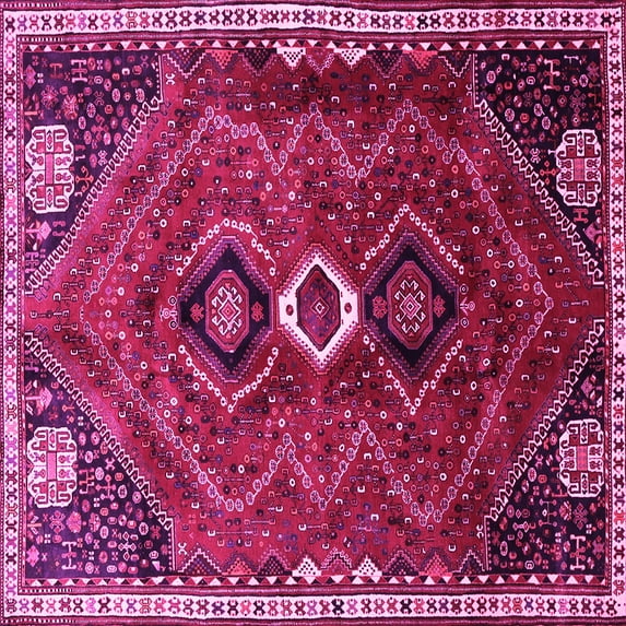 Ahgly Company Indoor Square Persian Pink Traditional Area Rugs, 7' Square