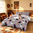 thumbnail image 4 of Homewish Cartoon Witch Cat Duvet Cover Queen for Girls, Halloween Spooky Animal Queen Bedding, Light Gray, Pumpkin Bat Reversible 3 Pieces, 1 Duvet Cover and 2 Pillowcases, 4 of 7