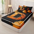 thumbnail image 2 of Castle Fairy Basketball Letter D Zipper Full Size Comforter Sets with Fitted Sheet and 2 Pillowcases, Sport Graffiti Splash Zipper Bedding Set, Black Orange,4pcs,Black Reversible, 2 of 6