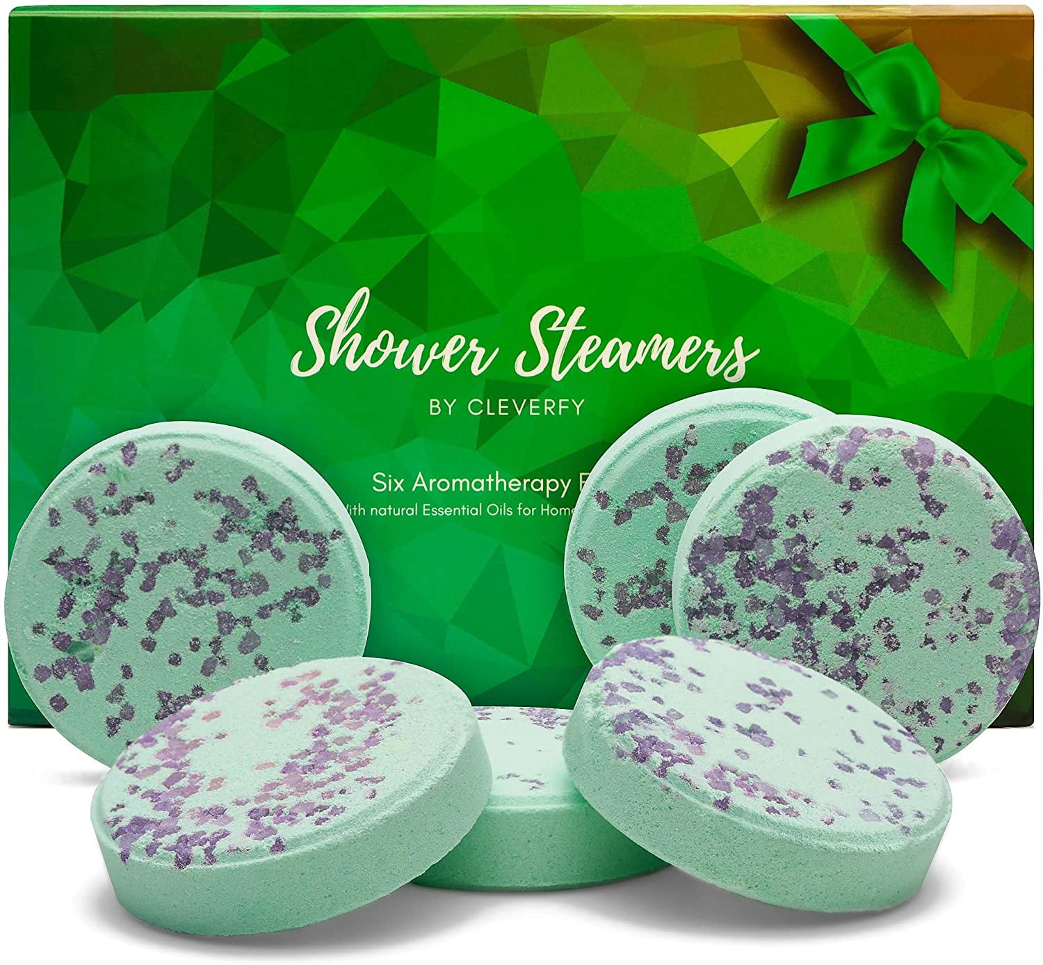 Cleverfy Green Shower Steamers Gift Set – 6 Aromatherapy Relaxation Tablets