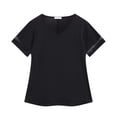 thumbnail image 6 of WellSize Plus Size Tops for Women Casual V Neck Blouses Dressy Lace Short Sleeve Shirts Summer Tunic Tops, 6 of 8