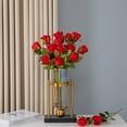 thumbnail image 5 of Artificial Silk Flowers Realistic Roses Bouquet Long Stem for Home Wedding Decoration Party (Z-Rose Buds Red), 5 of 5
