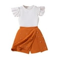 thumbnail image 2 of NAISIBABY Girls 2-Piece Sets, Crew Neck Short Sleeve Ruffled Tops Fashion Skirts Summer Fashion Outfits White 12-13T, 2 of 9