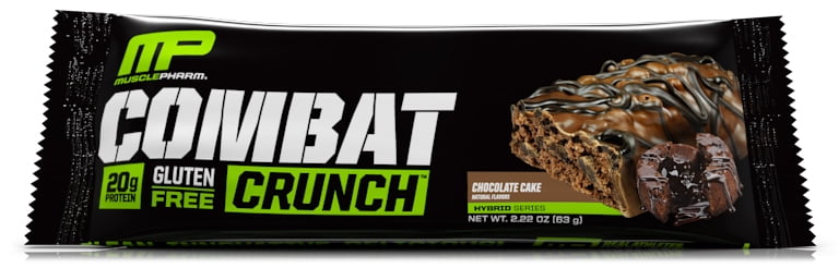 MusclePharm Combat Crunch Protein Bar, Chocolate Cake, 20g Protein, 12 Ct