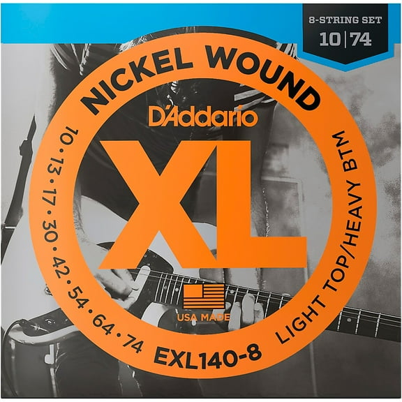 D'Addario EXL140-8 8-String Nickel Wound Electric Guitar Strings, Light Top/Heavy Bottom, 10-74